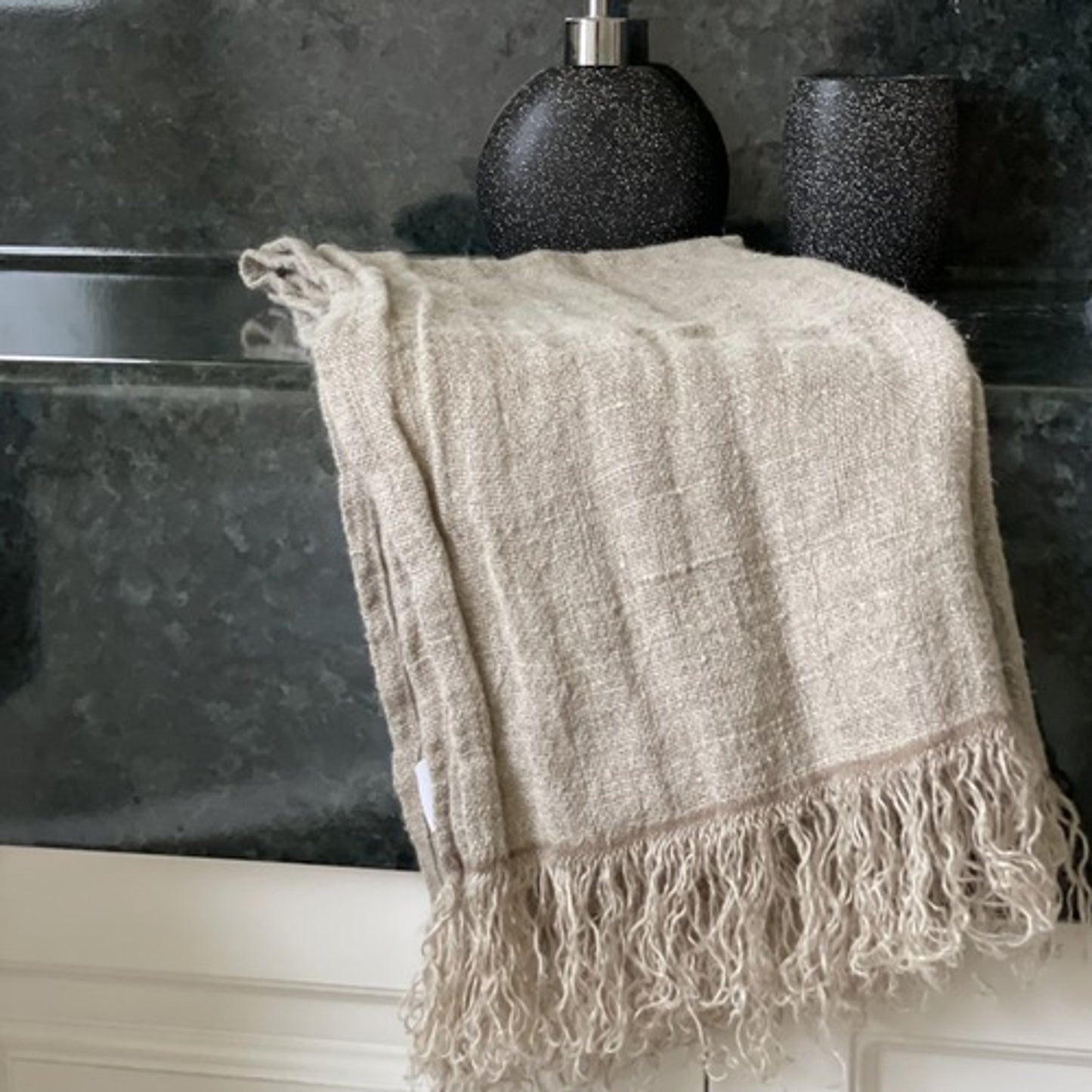 Angaston Fringed Linen Hand Towel | Natural