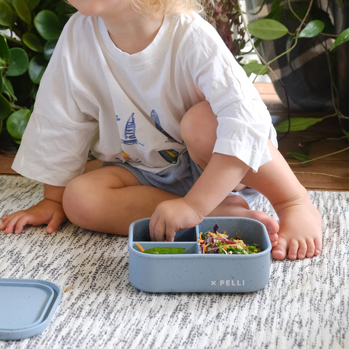 Pelli Silicone Kids Bento Box - Dusty Blue