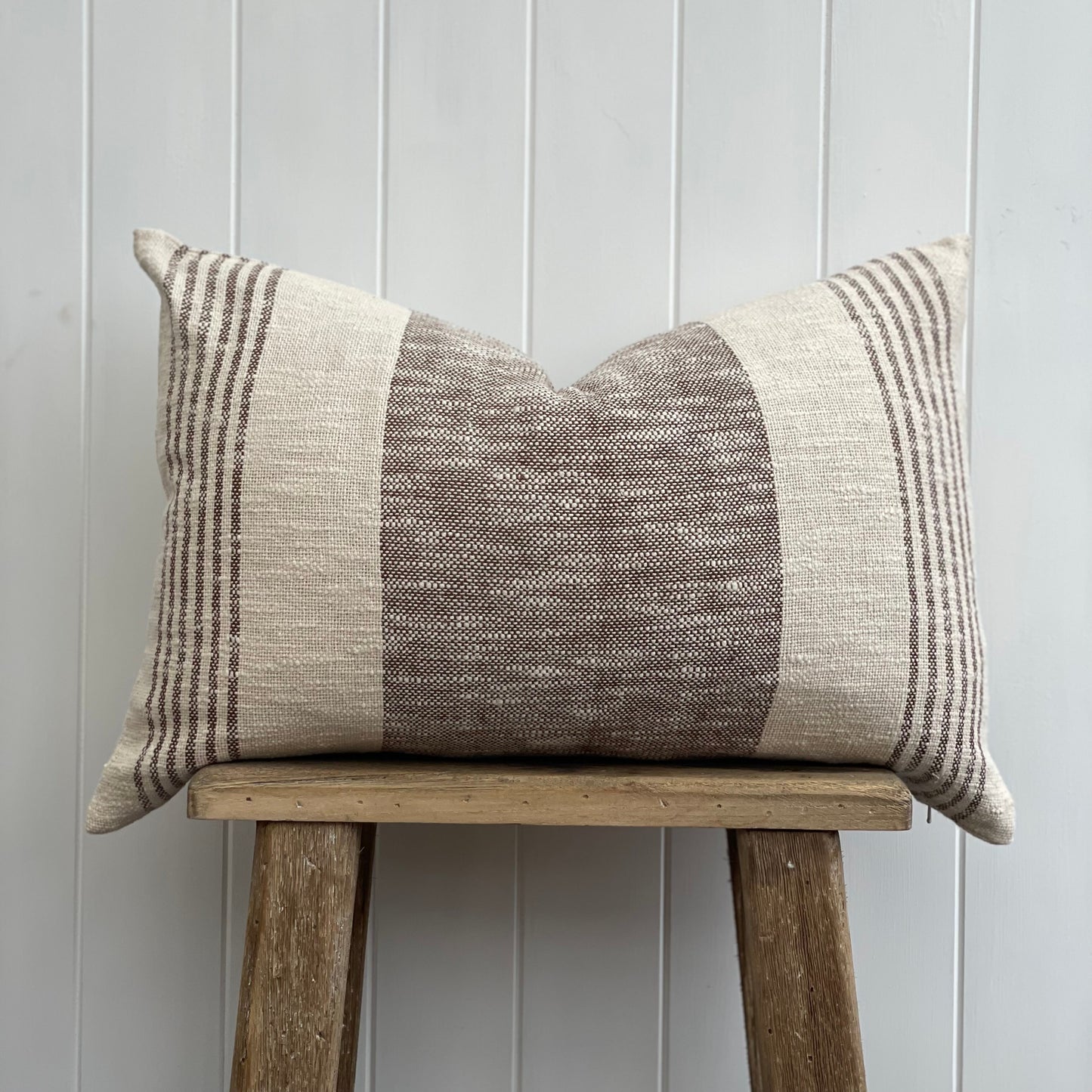 Aryan Handwoven Cotton Cushion 40x60cm Rust Stripe