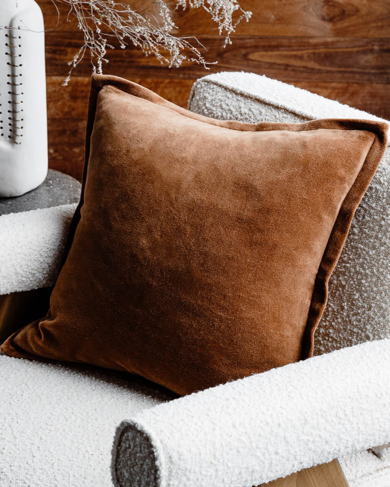 Evelyn Velvet Cushion | Nutmeg
