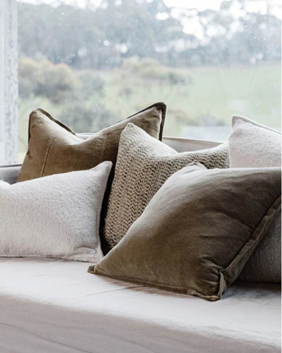 Midori Cushion | Green Herringbone