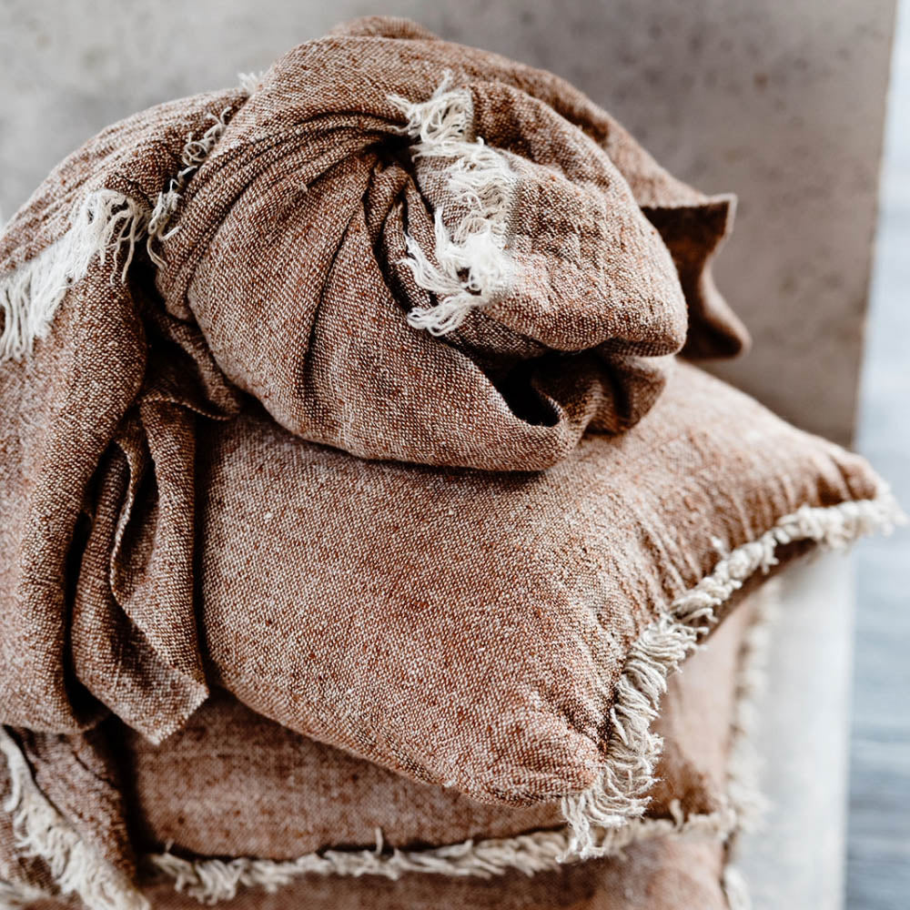 Tabako Linen Throw | Tobacco