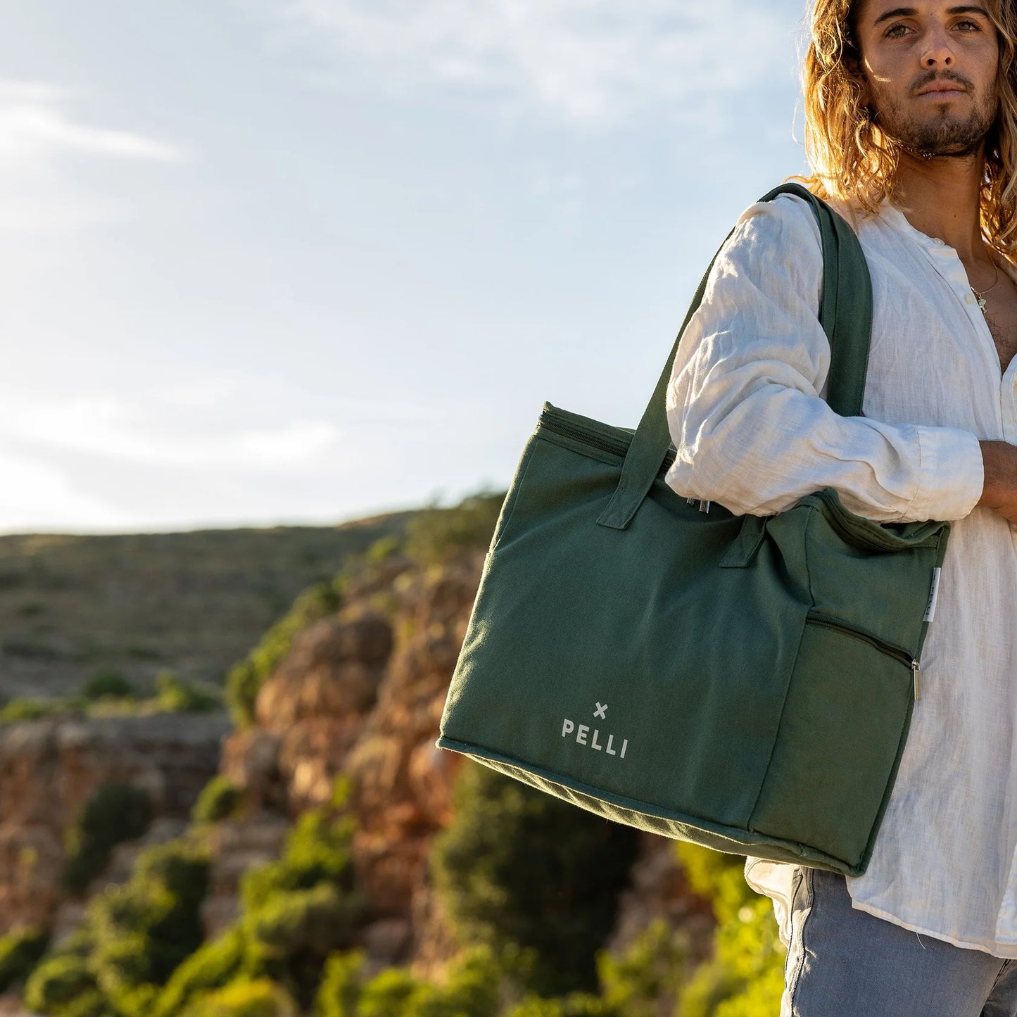 Pelli Chill Homie Large Canvas Cooler Bag - Dark Jade