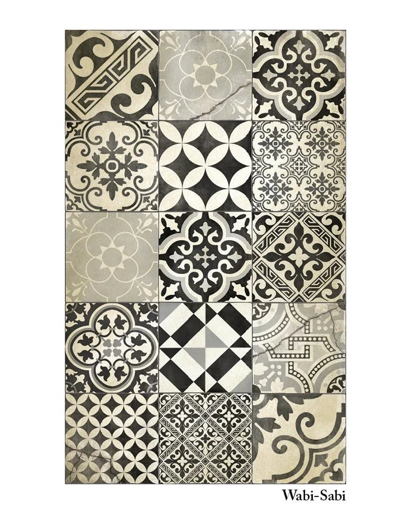 Eclectic Black and White Antique Vinyl Mat