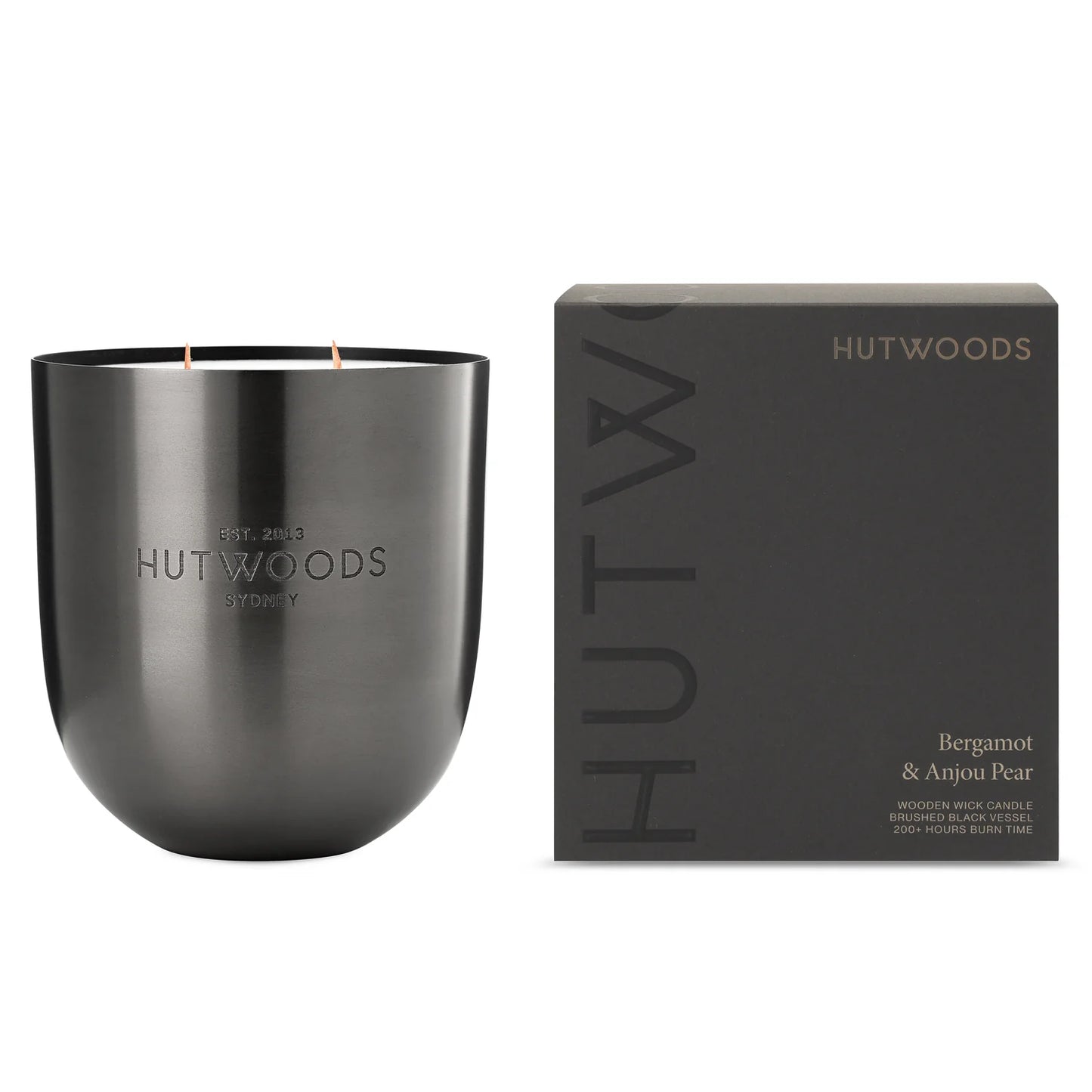 Hutwoods | Bergamot & Anjou Pear Candle | Matte Black | Extra Large