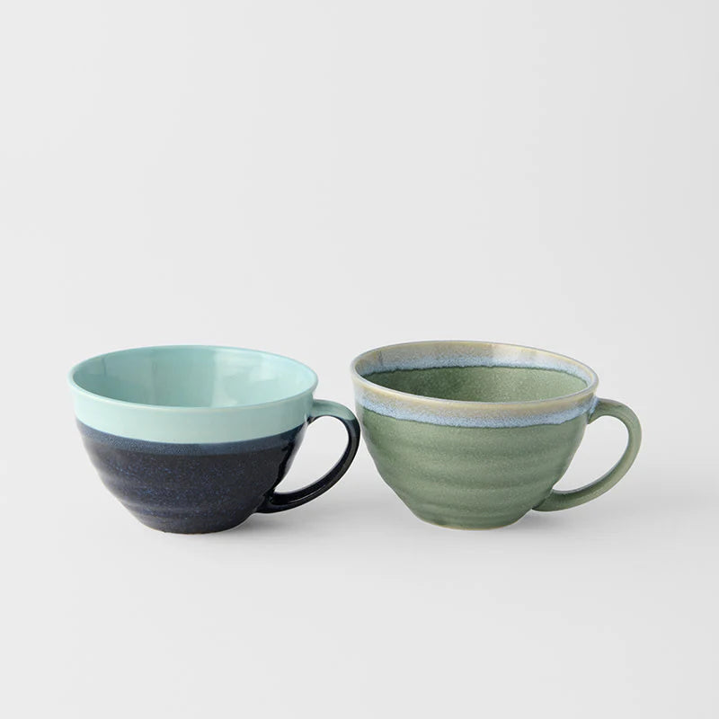 Made in Japan | 2pc cup set - blue ombre & mint glaze
