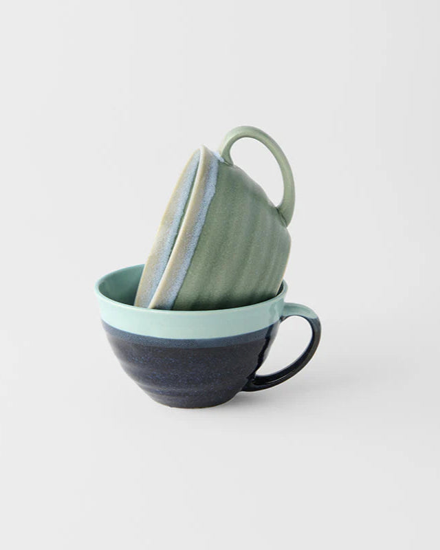 Made in Japan | 2pc cup set - blue ombre & mint glaze
