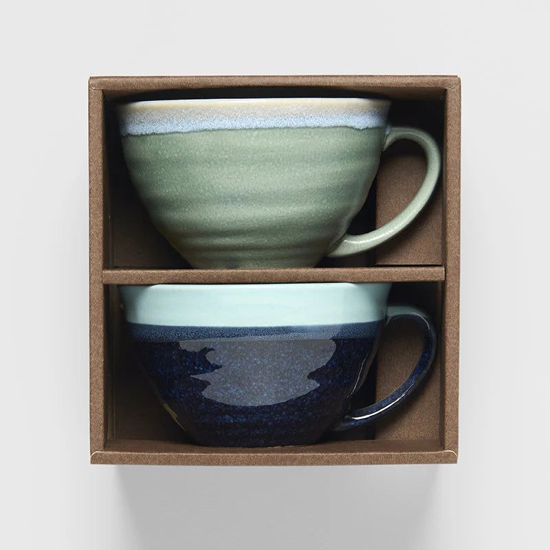 Made in Japan | 2pc cup set - blue ombre & mint glaze