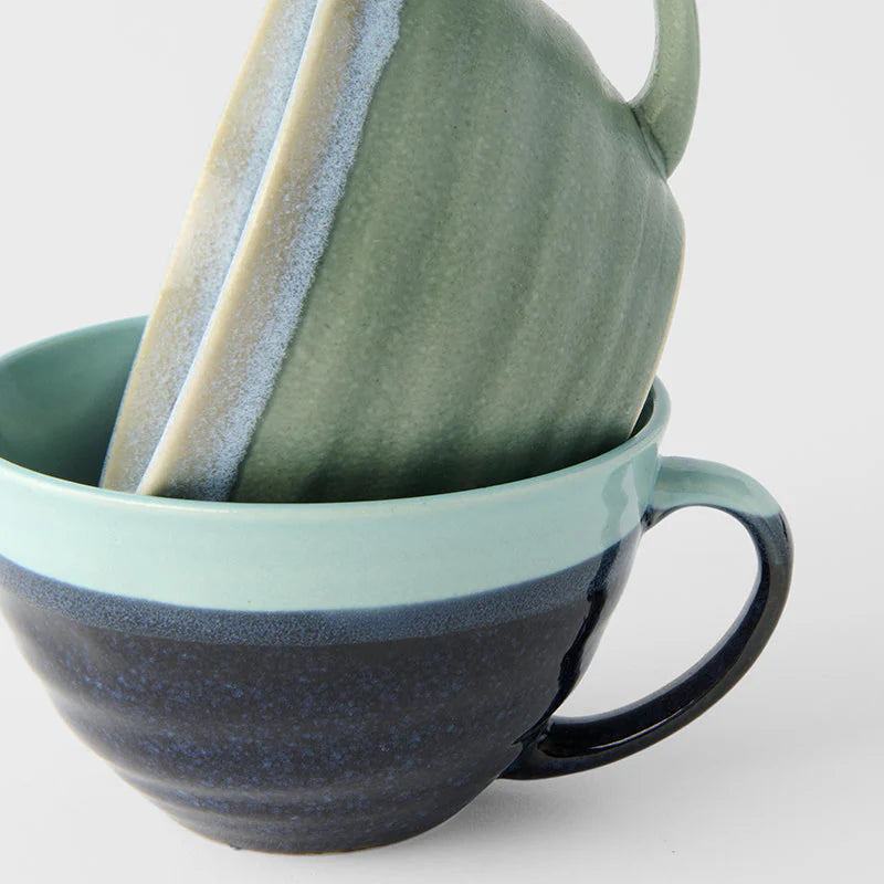 Made in Japan | 2pc cup set - blue ombre & mint glaze