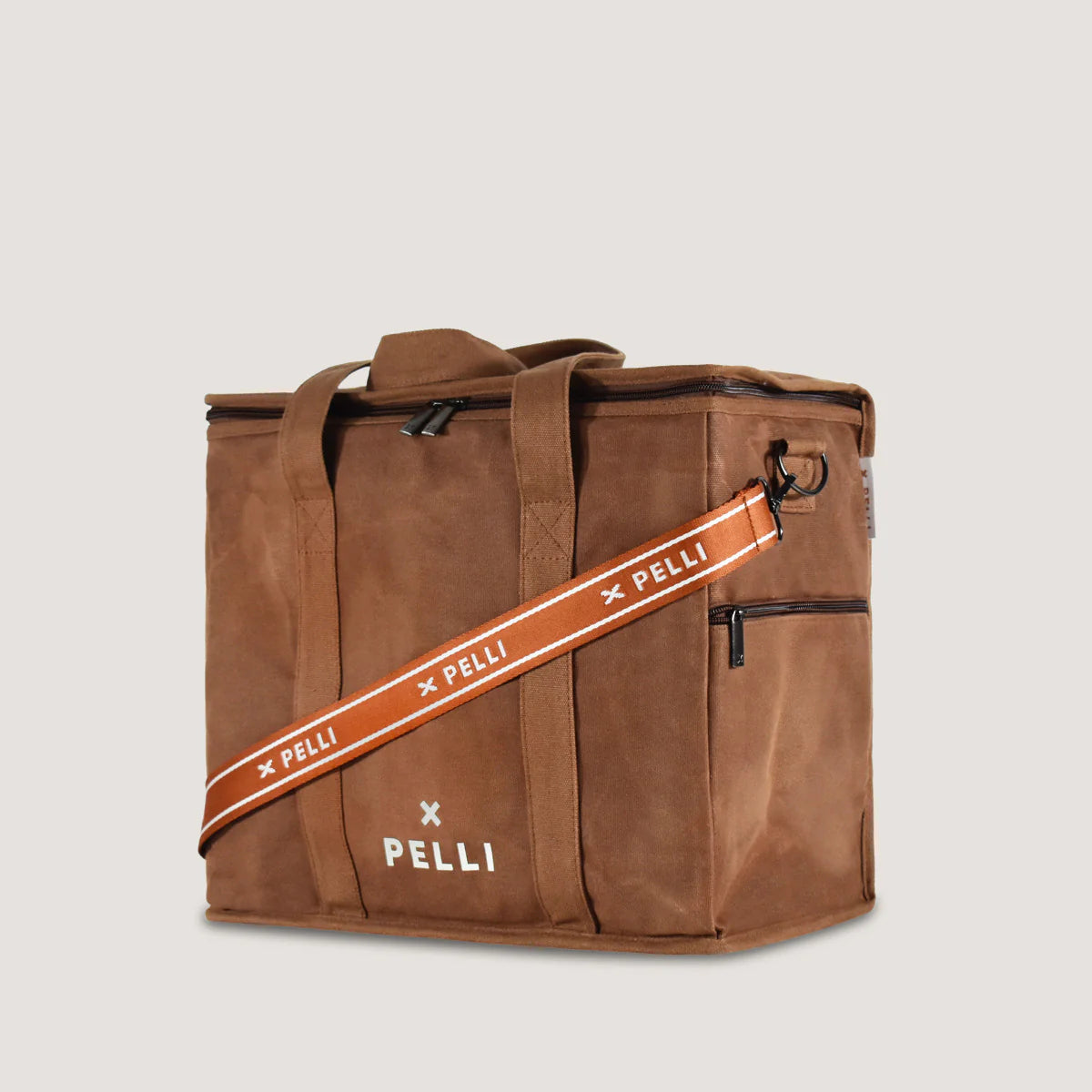 Waxed Canvas Cooler Bag with Shoulder Strap - Cinnamon Stick