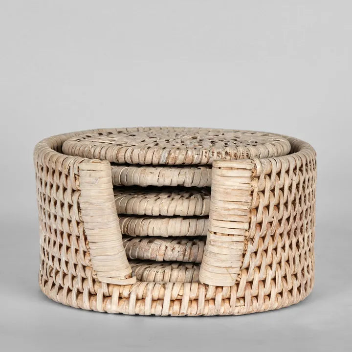 Rattan Round Coasters Set of 6