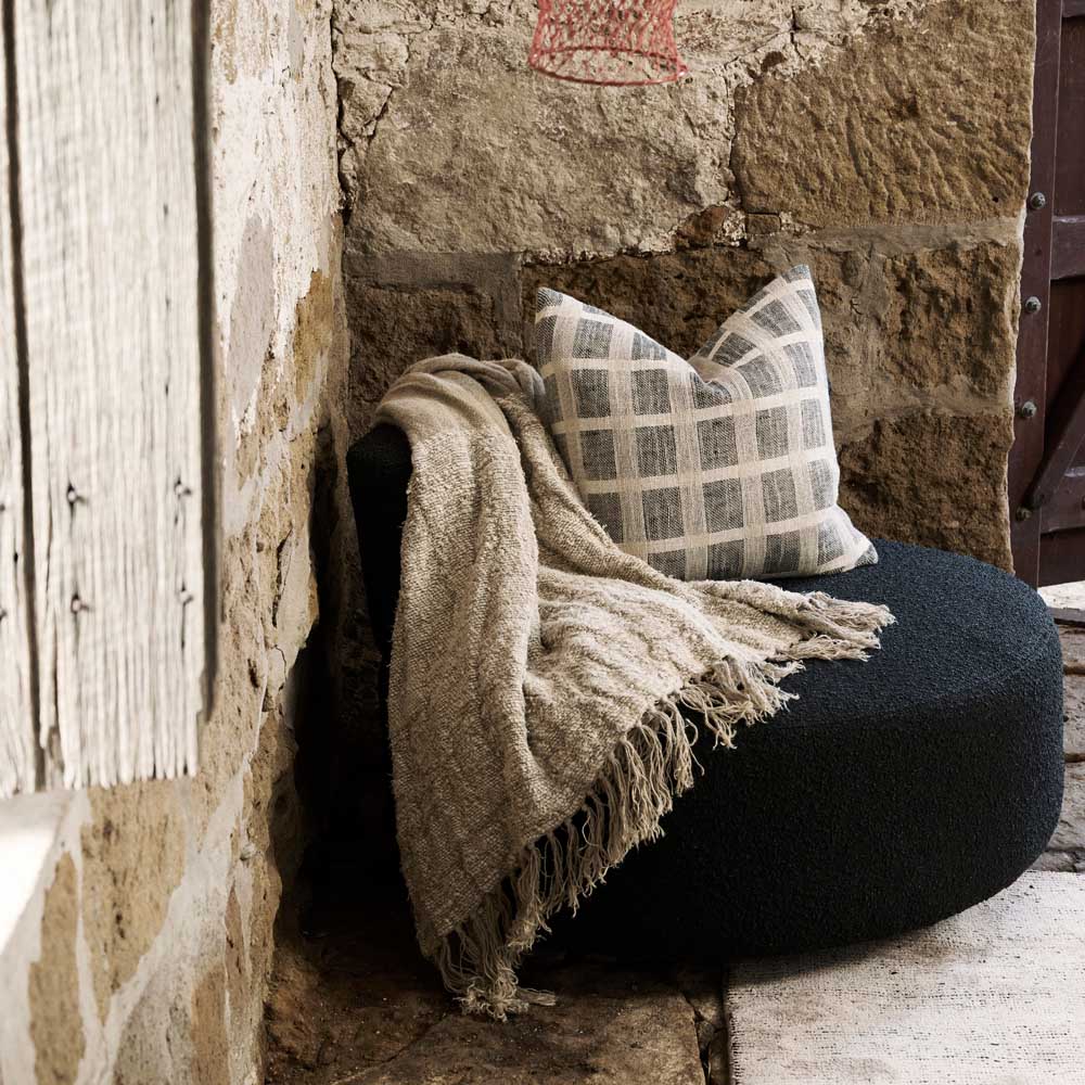 Petra Linen Cushion | Natural - Midnight