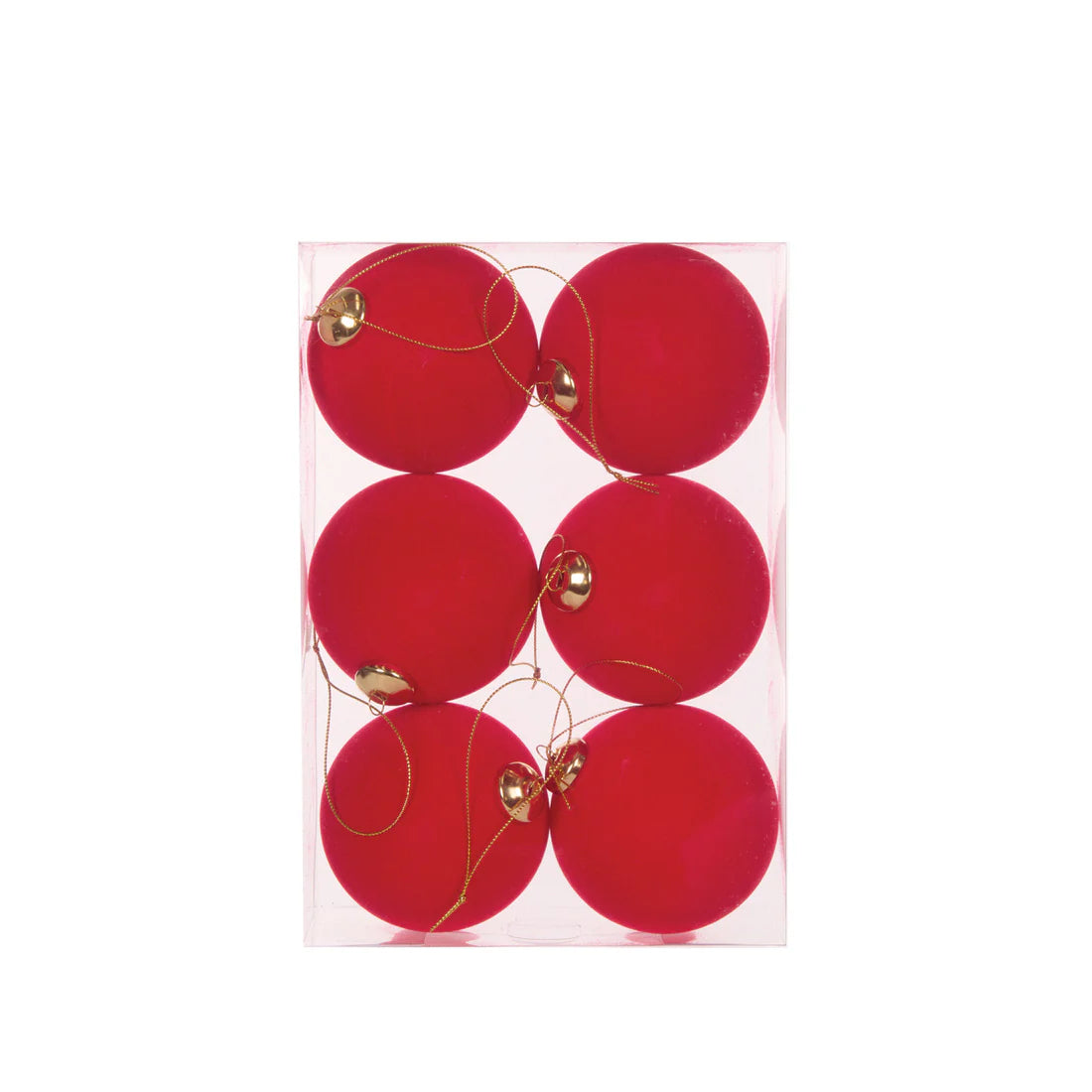 Red Flocked Baubles | 6PK
