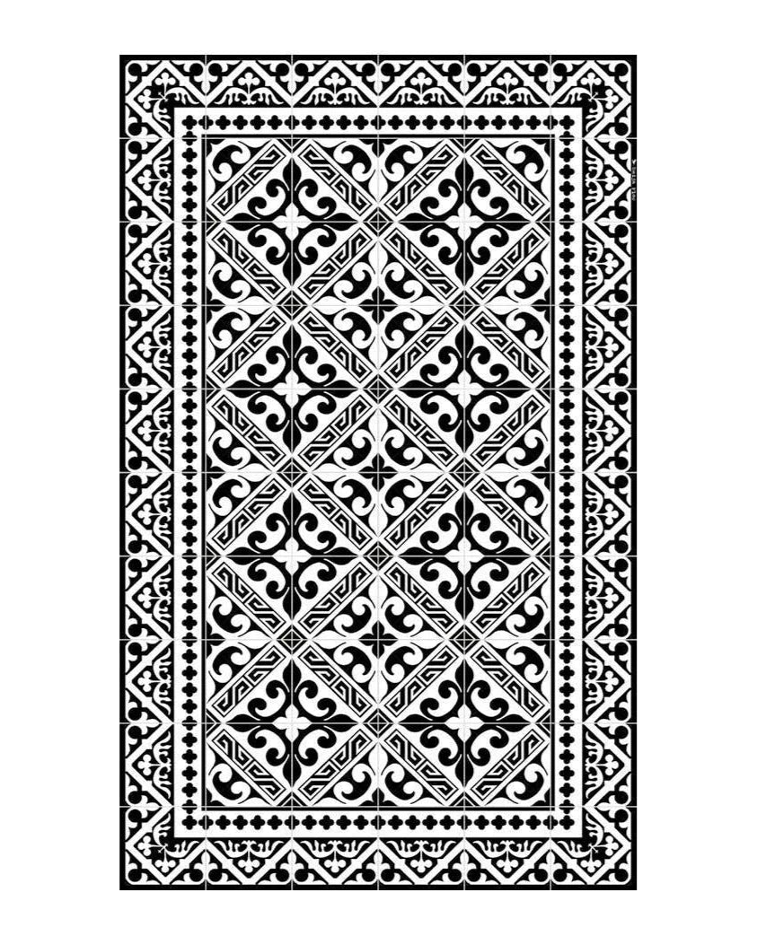 Flor De Lis Black and White Vinyl Mat | 70 x 120