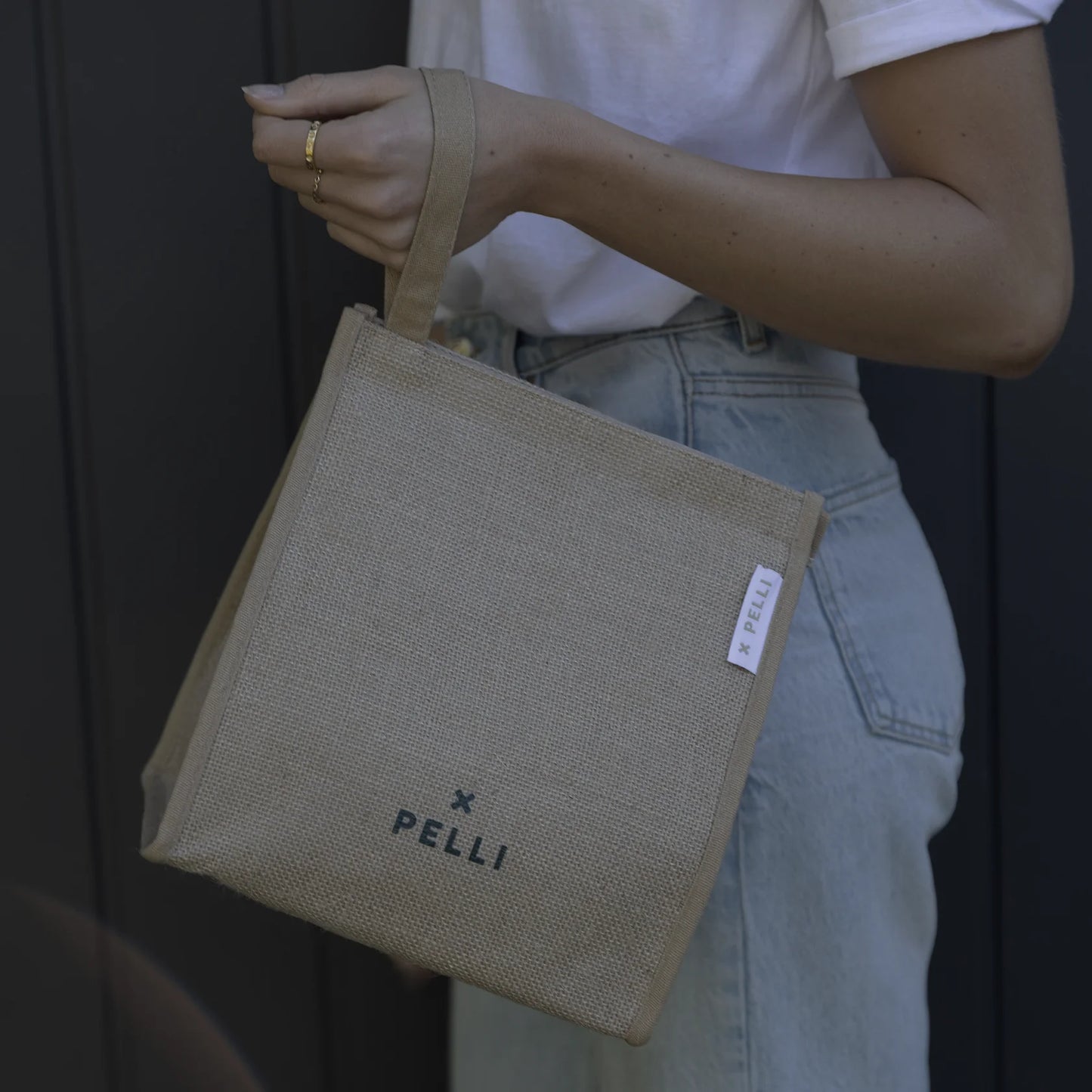 Pelli Big Break Jute Insulated Lunch Bag - Natural