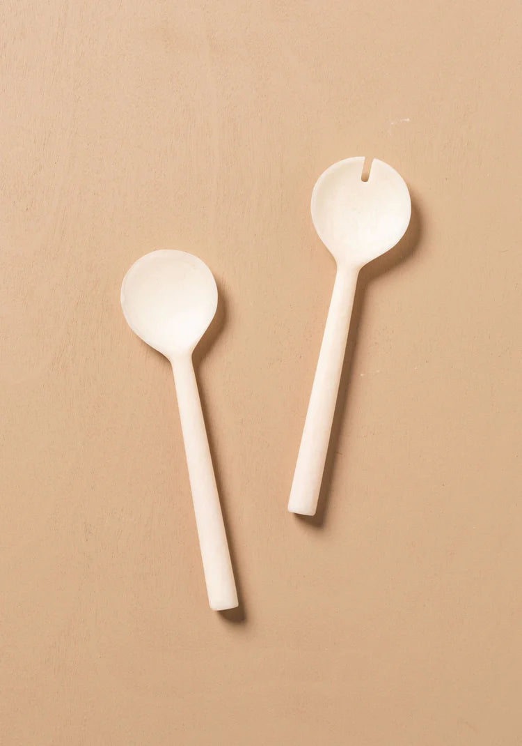 Saarde Flow Resin Salad Servers - Marshmallow