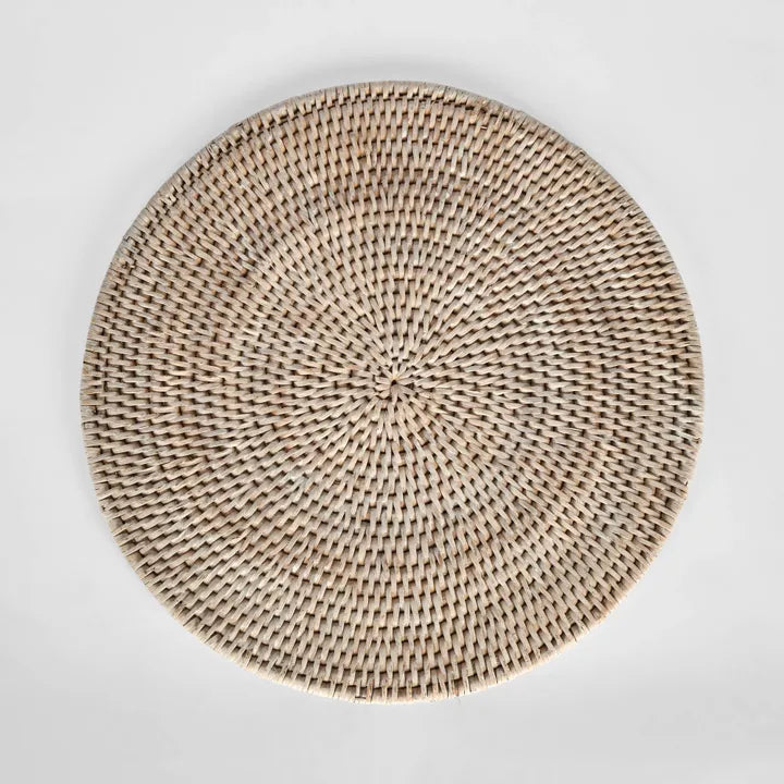 Rattan Round Placemats Whitewash