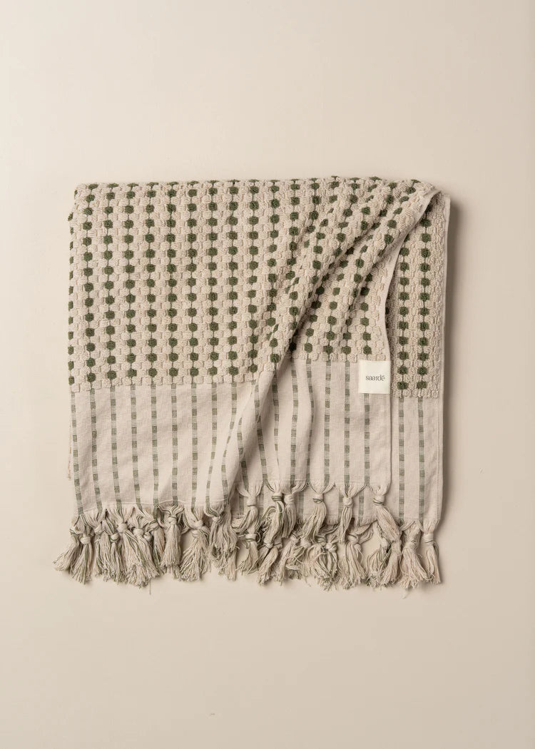 Saarde Chickpea Hand Towel - Stone/Olive