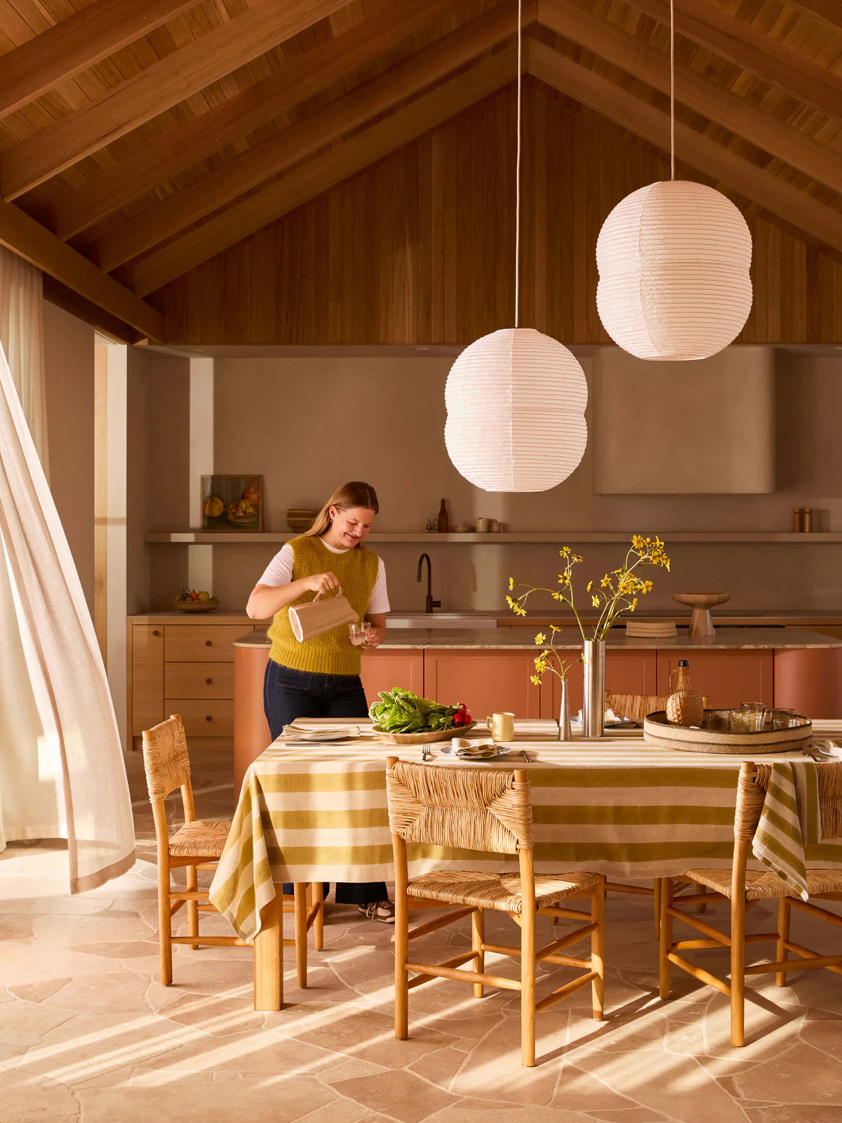 Sabine Khaki Woven Tray | Duo