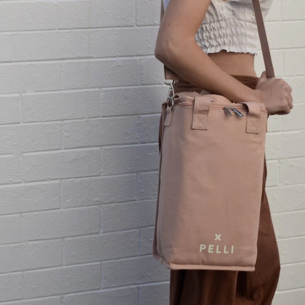 Pelli Canvas Wine Cooler Bag - Spanish Villa Pink