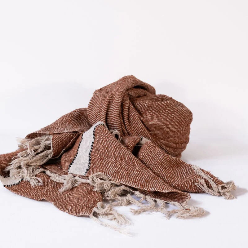 Truman Throw | Rust with Off White and Black Stripe