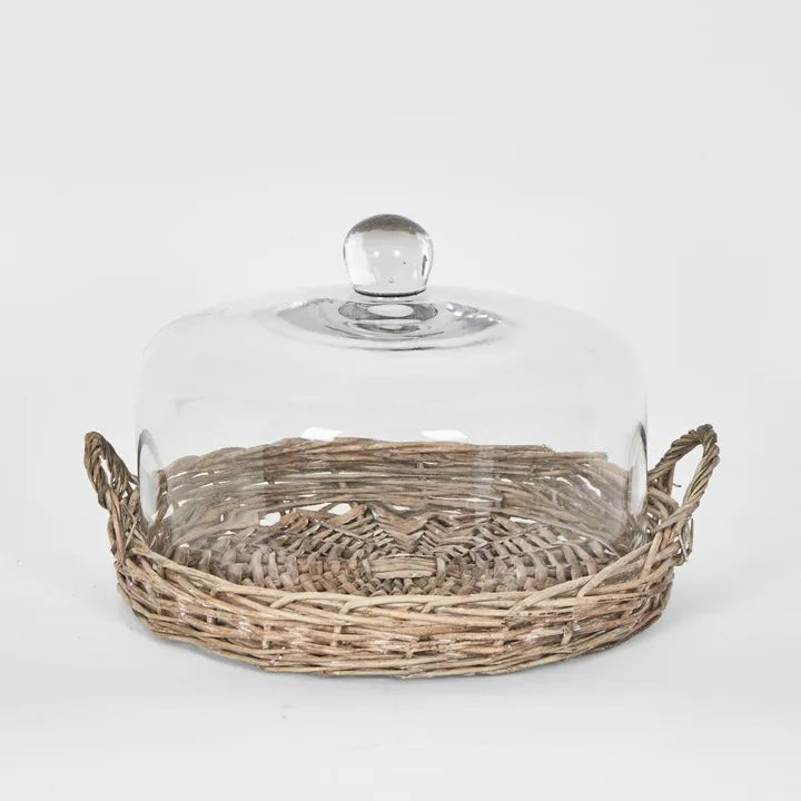 Willow Tray with Glass Cover