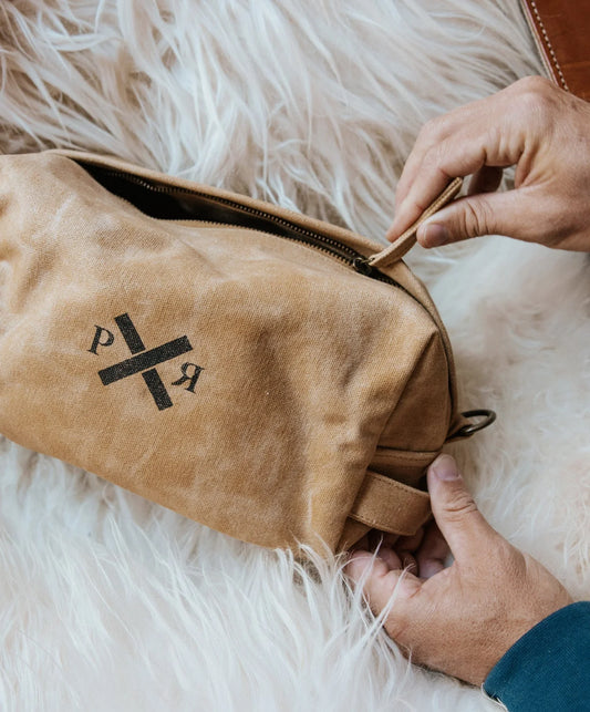 pony rider slow road duffle toiletry bag | clay