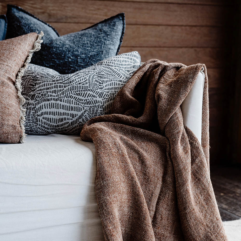 Tabako Linen Throw | Tobacco