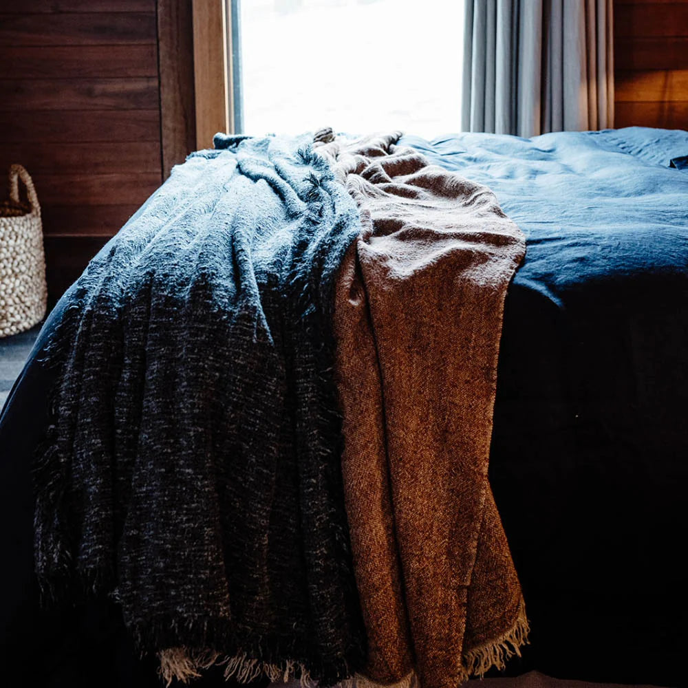 Tabako Linen Throw | Tobacco