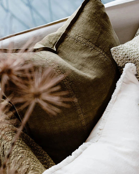 Luca Linen Cushion | Olive