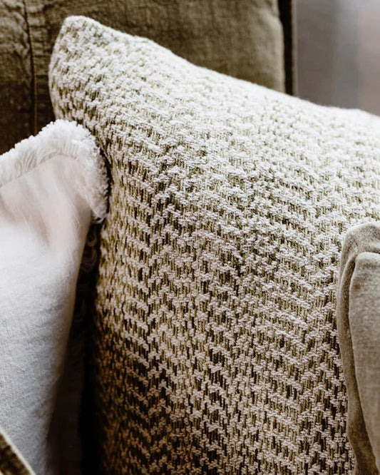Midori Cushion | Green Herringbone