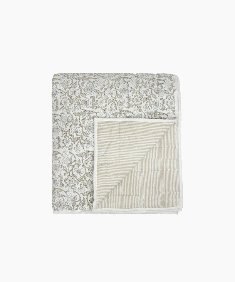 Athena Handblocked Blue Coverlet | Small