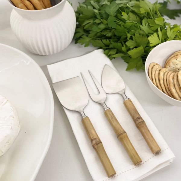 Blonde Bamboo Cheese Knives | Set of 3
