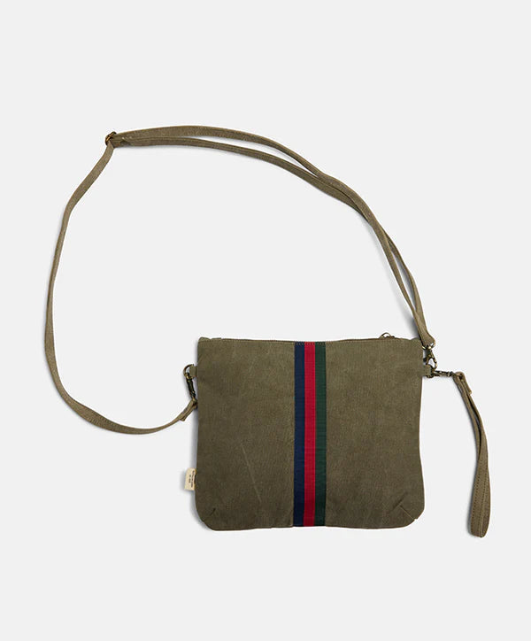 Pony Rider Escapee Clutch Bag with Strap | Upcycled Khaki