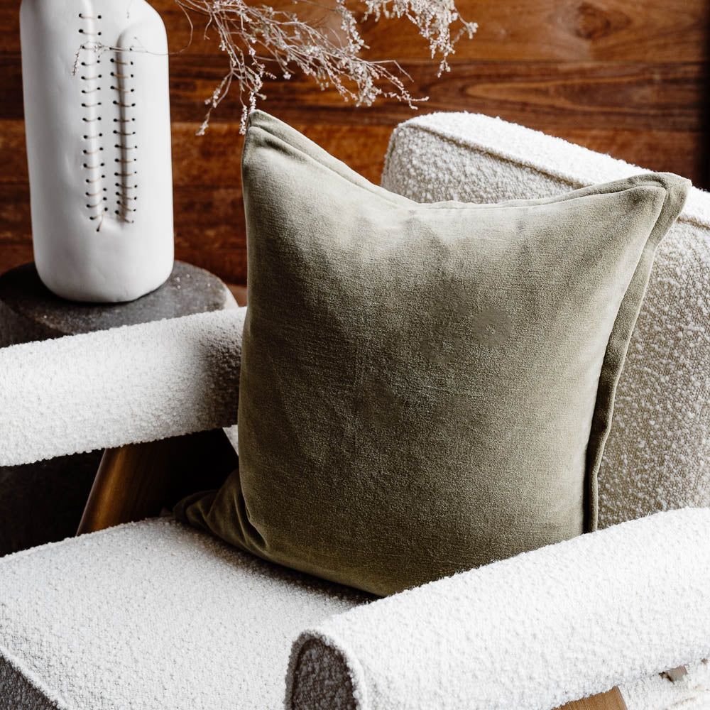 Evelyn Velvet Cushion | Olive