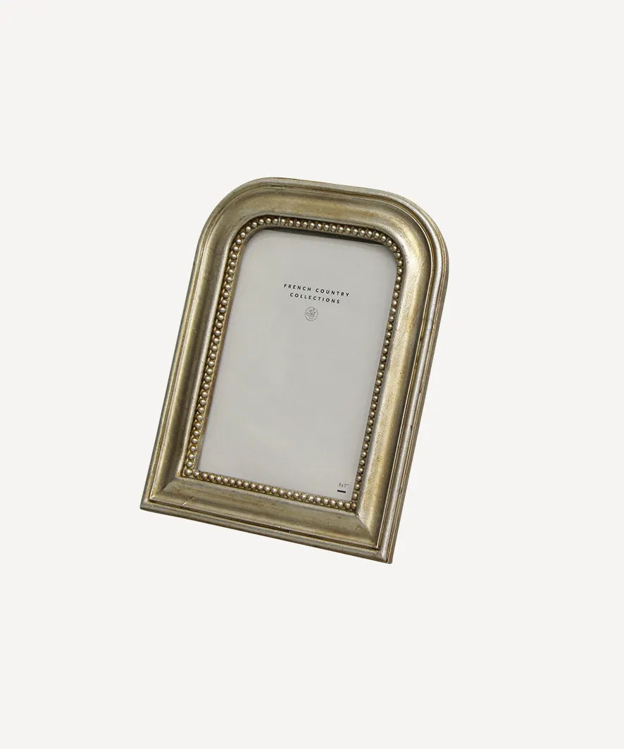 beaded arch photo frame | silver