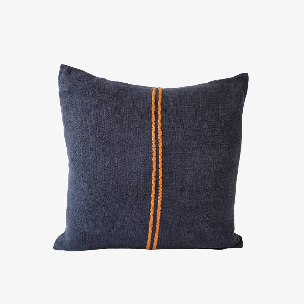 Orion Linen Cushion | Midnight | Mustard