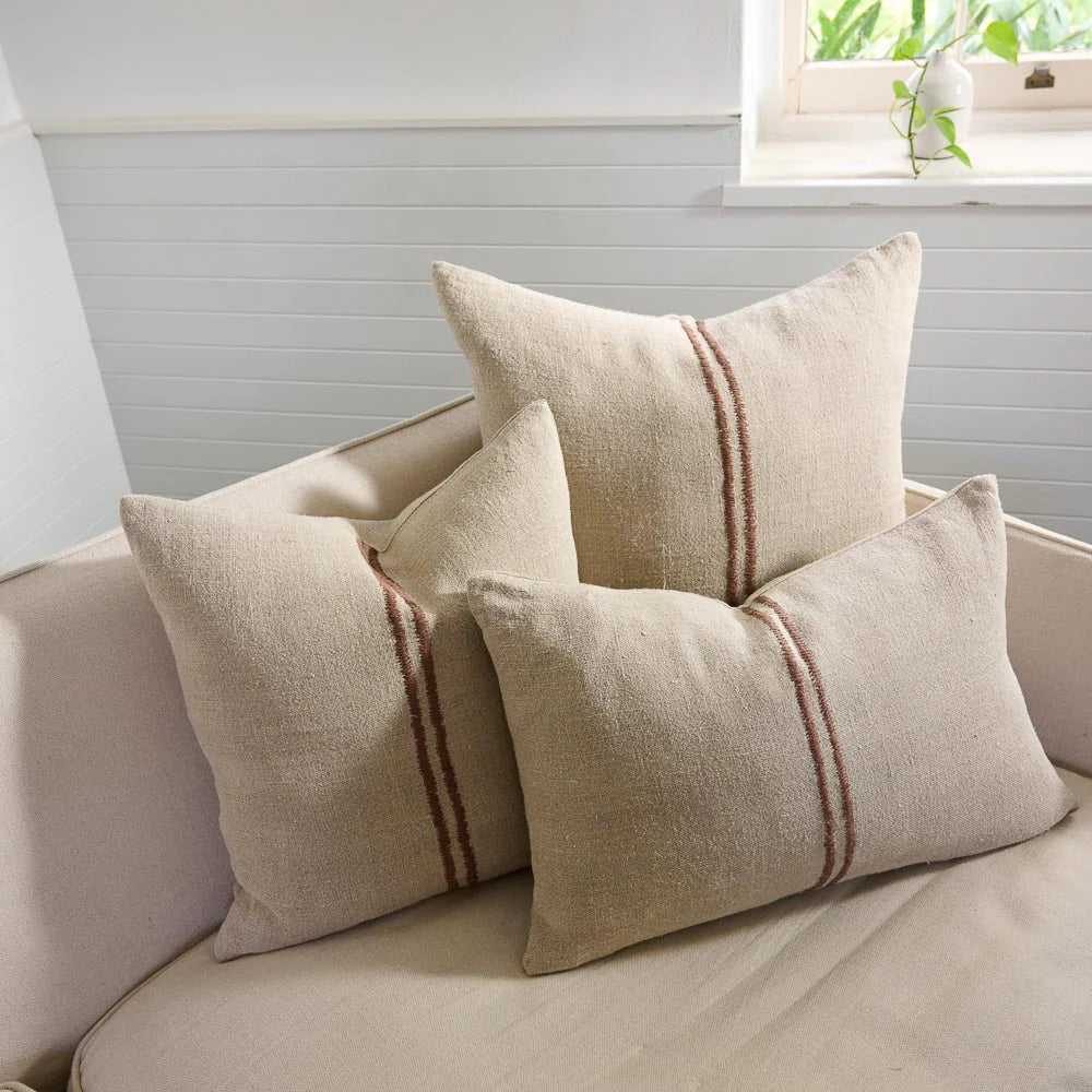 Orion Linen Cushion | Natural | Chocolate