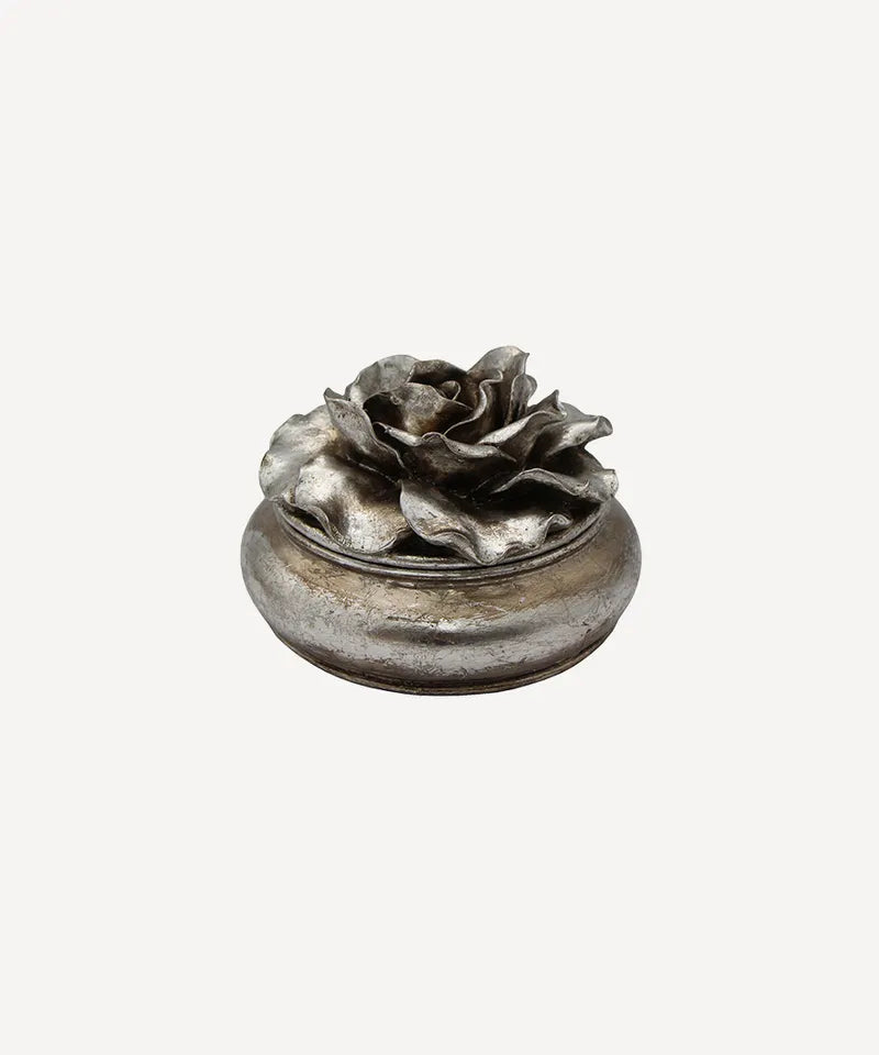 Camelia Round Trinket Box | Pewter Finish