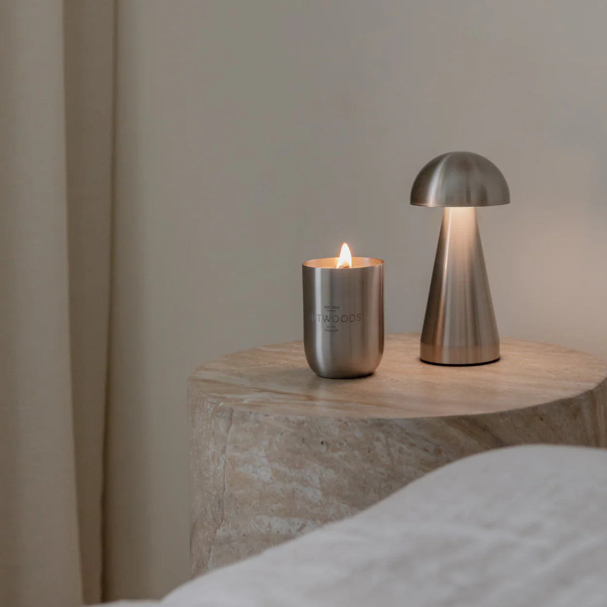 Hutwoods Redcurrant, Rhubarb & Juniper Candle | Brushed Silver Vessel