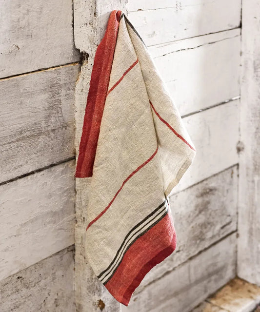 Red Selvedge Stripe Linen Tea Towel