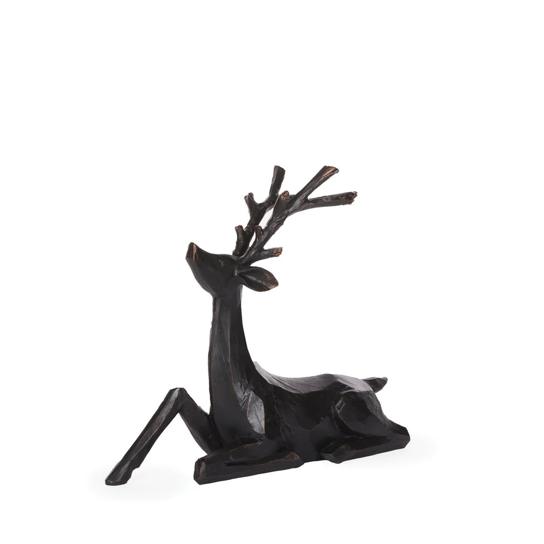 Wood Carved Sitting Reindeer | 26cm