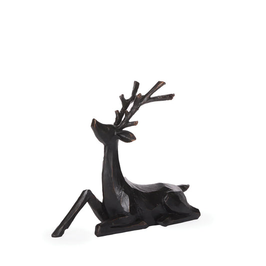 Wood Carved Sitting Reindeer | 26cm
