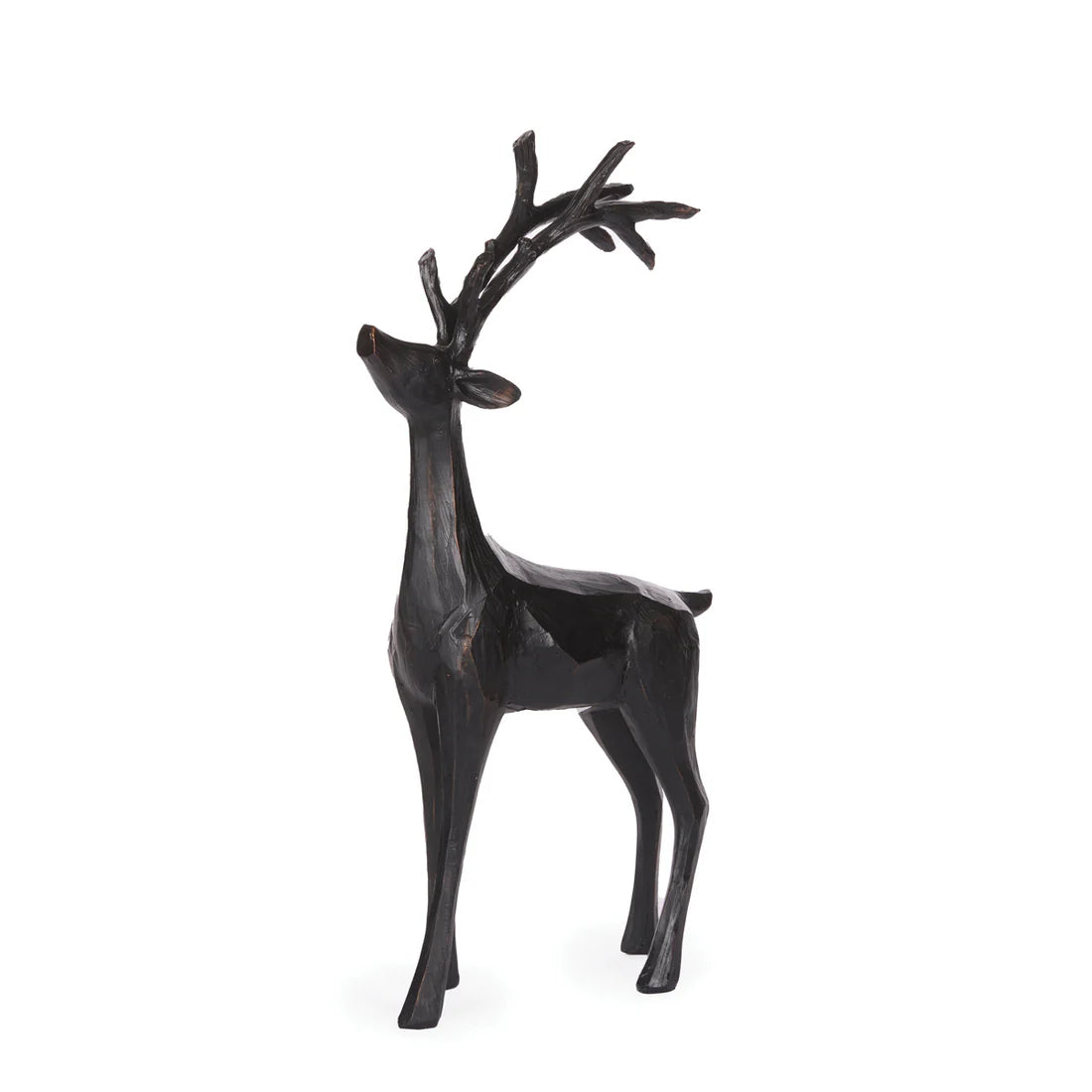 Wood Carved Standing Reindeer | 41.5cm
