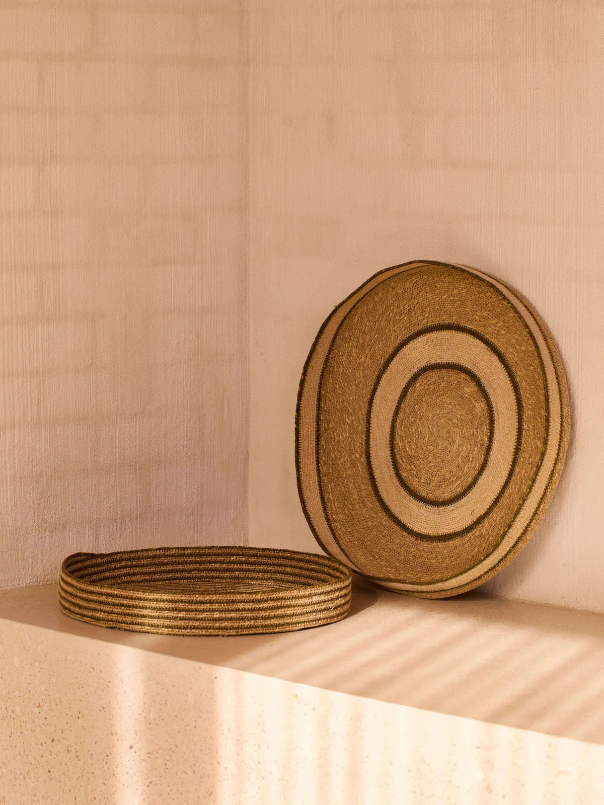 Sabine Khaki Woven Tray | Duo