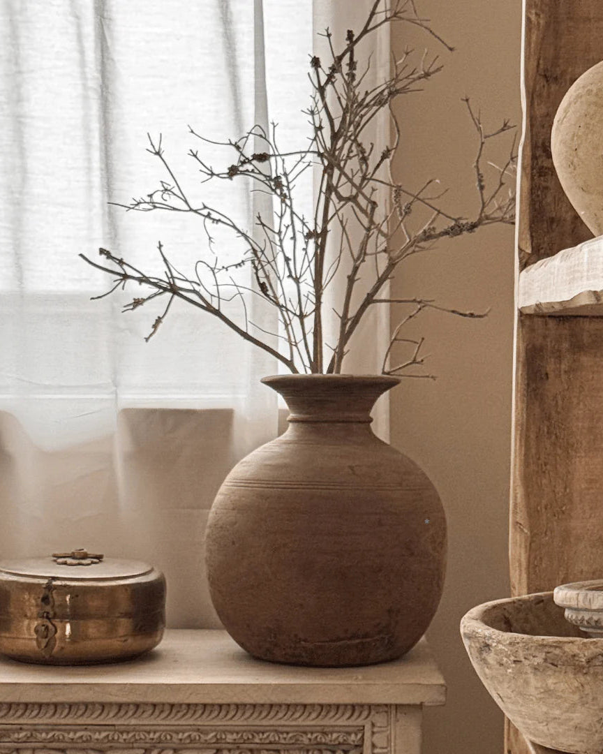Oversized Vintage Wooden Round Pot