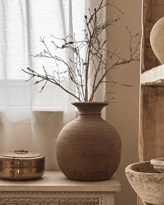 Oversized Vintage Wooden Round Pot